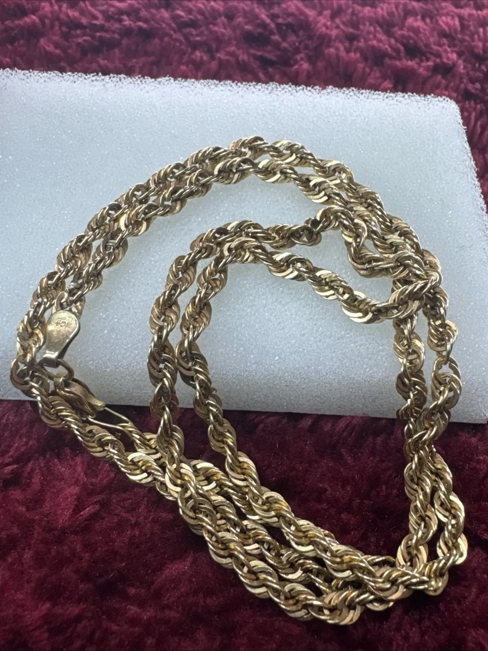 10K Yellow Gold Rope Chain Necklace 20” 3mm 4.7g Broken Needs Repair